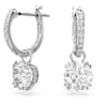 Constella drop earrings, Round cut, White, Rhodium plated - Swarovski, 5636717