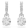 Cercei cu drop Constella, Tăietură rotundă, Albi, Placat cu rodiu - Swarovski, 5636717
