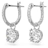 Constella drop earrings, Round cut, White, Rhodium plated - Swarovski, 5636717