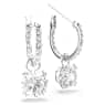 Cercei cu drop Constella, Tăietură rotundă, Albi, Placat cu rodiu - Swarovski, 5636717