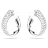 Exist hoop earrings, Small, White, Rhodium plated - Swarovski, 5637563