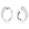 Exist hoop earrings, Small, White, Rhodium plated - Swarovski, 5637563