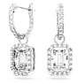 Millenia drop earrings, Octagon cut, White, Rhodium plated - Swarovski, 5638495