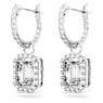 Millenia drop earrings, Octagon cut, White, Rhodium plated - Swarovski, 5638495