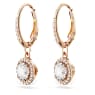 Constella drop earrings, Round cut, Pavé, White, Rose gold-tone plated - Swarovski, 5638769