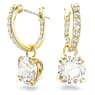 Constella drop earrings, Round cut, White, Gold-tone plated - Swarovski, 5638802