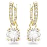 Constella drop earrings, Round cut, White, Gold-tone plated - Swarovski, 5638802