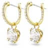Constella drop earrings, Round cut, White, Gold-tone plated - Swarovski, 5638802