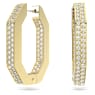 Dextera hoop earrings, Octagon shape, Medium, White, Gold-tone plated - Swarovski, 5639098