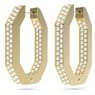 Dextera hoop earrings, Octagon shape, Medium, White, Gold-tone plated - Swarovski, 5639098