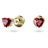 Stilla stud earrings, Heart, Red, Gold-tone plated - Swarovski, 5639133