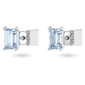 Chroma stud earrings, Cushion cut, Blue, Rhodium plated - Swarovski, 5639134