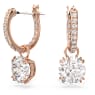 Constella drop earrings, Round cut, White, Rose gold-tone plated - Swarovski, 5639975