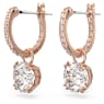 Orecchini pendenti Constella, Taglio Round, Bianchi, Placcato color oro rosa - Swarovski, 5639975