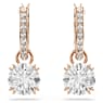Pendants d'oreilles Constella, Taille ronde, Blanches, Placage de ton or rosé - Swarovski, 5639975