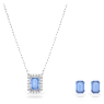 Una set, Octagon cut, Blue, Rhodium plated - Swarovski, 5641171