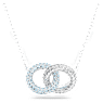 Dextera necklace, Pavé, Intertwined circles, Blue, Rhodium plated - Swarovski, 5642883