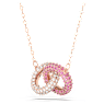 Náhrdelník Dextera, Propletené kruhy, Růžová, Pokoveno v růžovozlatém odstínu - Swarovski, 5642884