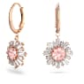 Idyllia drop earrings, Mixed cuts, Sun, Pink, Rose gold-tone plated - Swarovski, 5642965