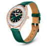 Crystalline Aura watch, Swiss Made, Leather strap, Green, Rose gold-tone finish - Swarovski, 5644078