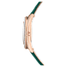 Crystalline Aura watch, Swiss Made, Leather strap, Green, Rose gold-tone finish - Swarovski, 5644078