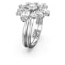 Anello cocktail Gema, Taglio misto, Fiore, Bianco, Placcato rodio - Swarovski, 5644661