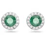 Una Angelic stud earrings, Round cut, Green, Rhodium plated - Swarovski, 5646714