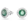 Una Angelic stud earrings, Round cut, Green, Rhodium plated - Swarovski, 5646714