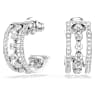 Hyperbola hoop earrings, White, Rhodium plated - Swarovski, 5646725