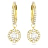 Pendants d'oreilles Una, Taille ronde, Blanches, Placage de ton or - Swarovski, 5646733