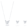 Attract 套裝, 心形, 白色, 鍍白金色 - Swarovski, 5646751