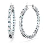 Matrix hoop earrings, Round cut, Blue, Rhodium plated - Swarovski, 5647446