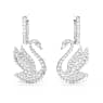 Swarovski Iconic Swan drop earrings, Swan, White, Rhodium plated - Swarovski, 5647545