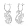 Swarovski Iconic Swan drop earrings, Swan, White, Rhodium plated - Swarovski, 5647545
