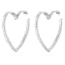 Orecchini a cerchio Matrix, Cuore, Grandi, Bianchi, Placcato rodio - Swarovski, 5647591