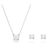 Stilla Set, Yuvarlak kesim, Beyaz, Rodyum kaplama - Swarovski, 5647663