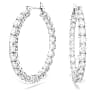 Matrix hoop earrings, Round cut, White, Rhodium plated - Swarovski, 5647715