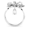 Volta cocktail ring, Bow, Small, White, Rhodium plated - Swarovski, 5647722