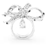 Volta cocktail ring, Bow, Large, White, Rhodium plated - Swarovski, 5647731