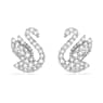 Swarovski Iconic Swan stud earrings, Swan, White, Rhodium plated - Swarovski, 5647873
