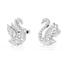 Swarovski Iconic Swan stud earrings, Swan, White, Rhodium plated - Swarovski, 5647873
