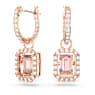 Millenia drop earrings, Octagon cut, Pink, Rose gold-tone plated - Swarovski, 5649474