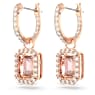 Millenia drop earrings, Octagon cut, Pink, Rose gold-tone plated - Swarovski, 5649474