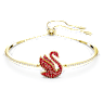 กำไล Swan, หงส์, ขนาดกลาง, แดง, เคลือบโทนสีทอง - Swarovski, 5649774