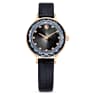 Octea Nova watch, Swiss Made, Leather strap, Black, Rose gold-tone finish - Swarovski, 5650033