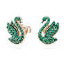 Swan Ohrstecker, Schwan, Grün, Roségold-Legierungsschicht - Swarovski, 5650063