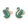 Swan Ohrstecker, Schwan, Grün, Roségold-Legierungsschicht - Swarovski, 5650063
