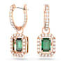 Pendants d'oreilles Una, Taille octogonale, Vertes, Placage de ton or rosé - Swarovski, 5650068