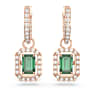 ต่างหูทรงหยดน้ำ Una, เจียระไนทรงแปดเหลี่ยม, เขียว, เคลือบโทนสีโรสโกลด์ - Swarovski, 5650068