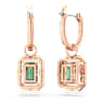 ต่างหูทรงหยดน้ำ Una, เจียระไนทรงแปดเหลี่ยม, เขียว, เคลือบโทนสีโรสโกลด์ - Swarovski, 5650068